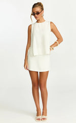 Eddie Top - Linen Blend Shell Top in White