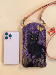 Lavender And The Black Cat Quilted Slim Phone Crossbody Bag