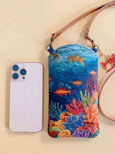 Coral Reef Ocean Turtle Fish Quilted Slim Phone Crossbody Bag