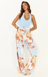 Rachel Top - Halter Fitted Top in Blue