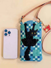 Black Cat Quilted Slim Phone Crossbody Bag