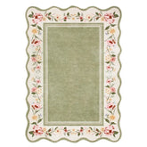 Ariele Washable Vintage Floral Scalloped Sage Green Rug