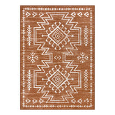 Vivienne Washable Aztec Moroccan Distressed Orange Rug