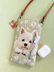 Westie Daisy Floral Quilted Slim Phone Crossbody Bag