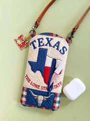 Texas Lone Star Longhorn Quilted Slim Phone Crossbody Bag