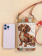 Dachshund Quilted Slim Phone Crossbody Bag
