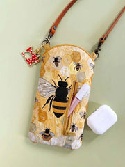 Honeycomb Giant Bee Quilted Slim Phone Crossbody Bag