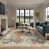 Elise Washable Ultra-thin Vintage Floral Moroccan Trellis Red & Orange Rug