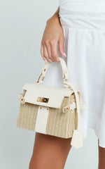 Imara Bag - Top Handle Crossbody Straw Bag in Neutral