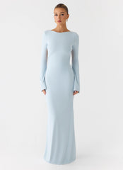Midnight Song Long Sleeve Maxi Dress - Misty Blue