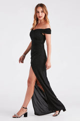 Bebe Formal Glitter Wrap Dress