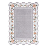Ariele Washable Vintage Floral Scalloped Gray Purple Rug
