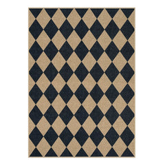 Coline Washable Geometric Checkered Easy Jute Black Indoor/Outdoor Runner Rug