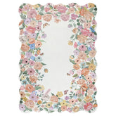 Coralie Washable Cottagecore Floral Scalloped Cream Rug