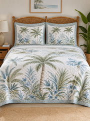 Coastal palm trees 3-Piece Quilted Bedding Set