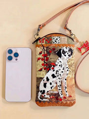 Vintage Berry Dalmatian Quilted Slim Phone Crossbody Bag