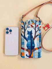 The Cat On The Branch Quilted Slim Phone Crossbody Bag