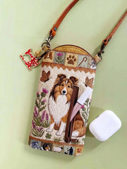 Sheepdog Shetland Sheepdog Quilted Slim Phone Crossbody Bag