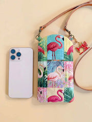 Flamingo Quilted Slim Phone Crossbody Bag