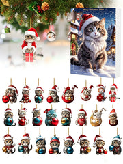 2026 Cats Advent Calendar, Advent Calendar 2026, Countdown for Cats Christmas 24 Days Christmas Advent Calendar with Hanging Decoration for Cats in 2D Acrylic(2D Acrylic Flat)