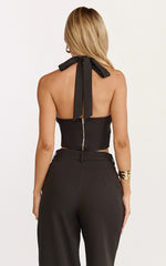 Karina Top - Halter Neck Princess Panel Top in Black