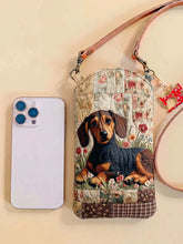 Floral Patchwork Dachshund Quilted Slim Phone Crossbody Bag