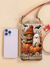 Halloween Spooky And Highcow Quilted Slim Phone Crossbody Bag