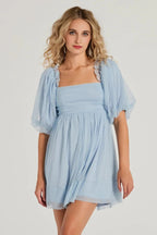 Whimsical Muse Chiffon Swiss Dot Skater Dress