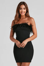 Good Girl Gone Glam Feather Mini Dress