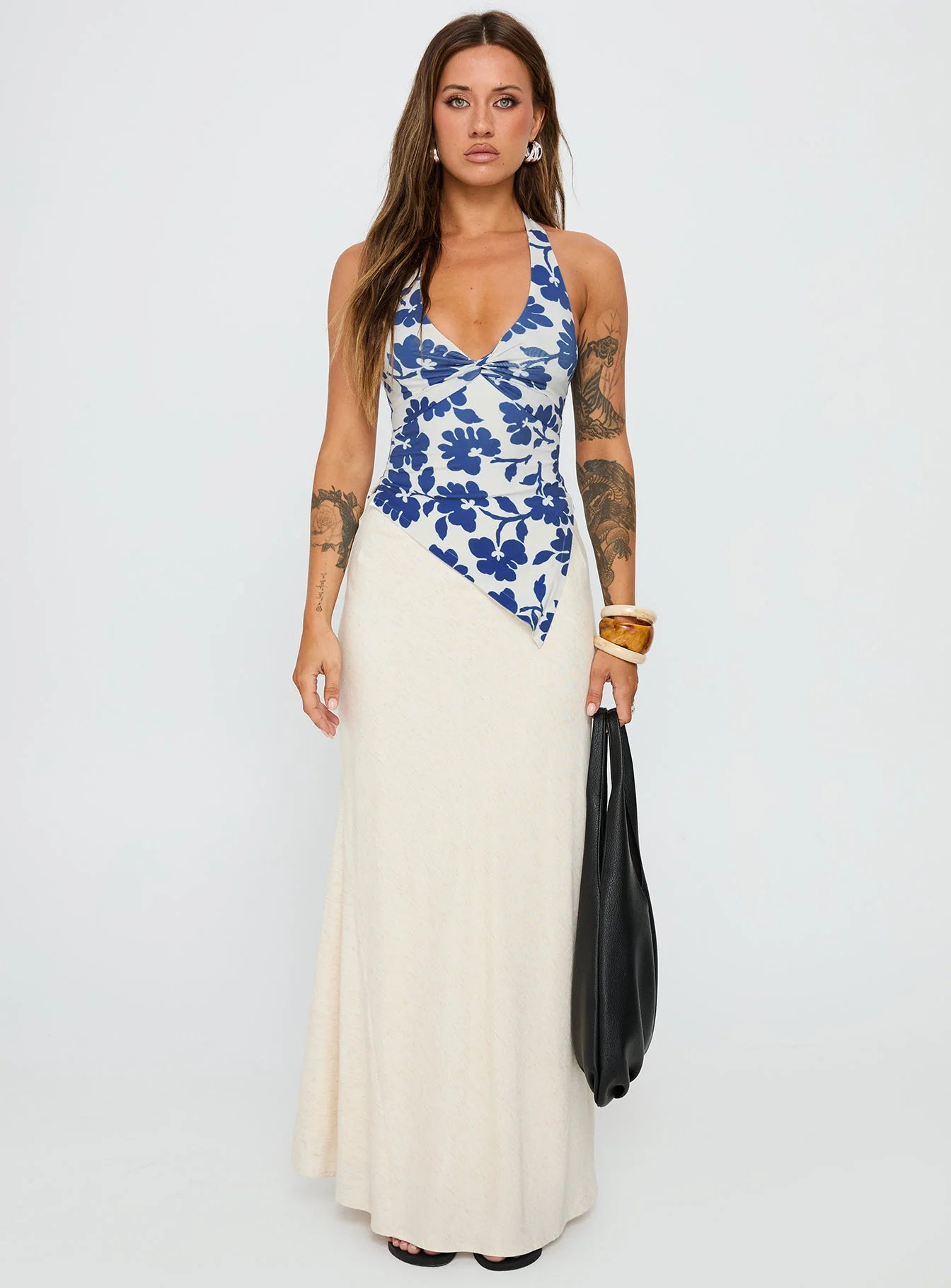 Chilli Halter Top Blue Floral