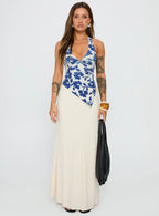 Chilli Halter Top Blue Floral