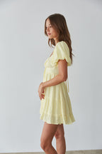Dallas Open Back Puff Sleeve Babydoll Mini Dress