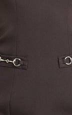 Desi Mini Dress - Square Neck Cap Sleeve Buckle Dress in Chocolate