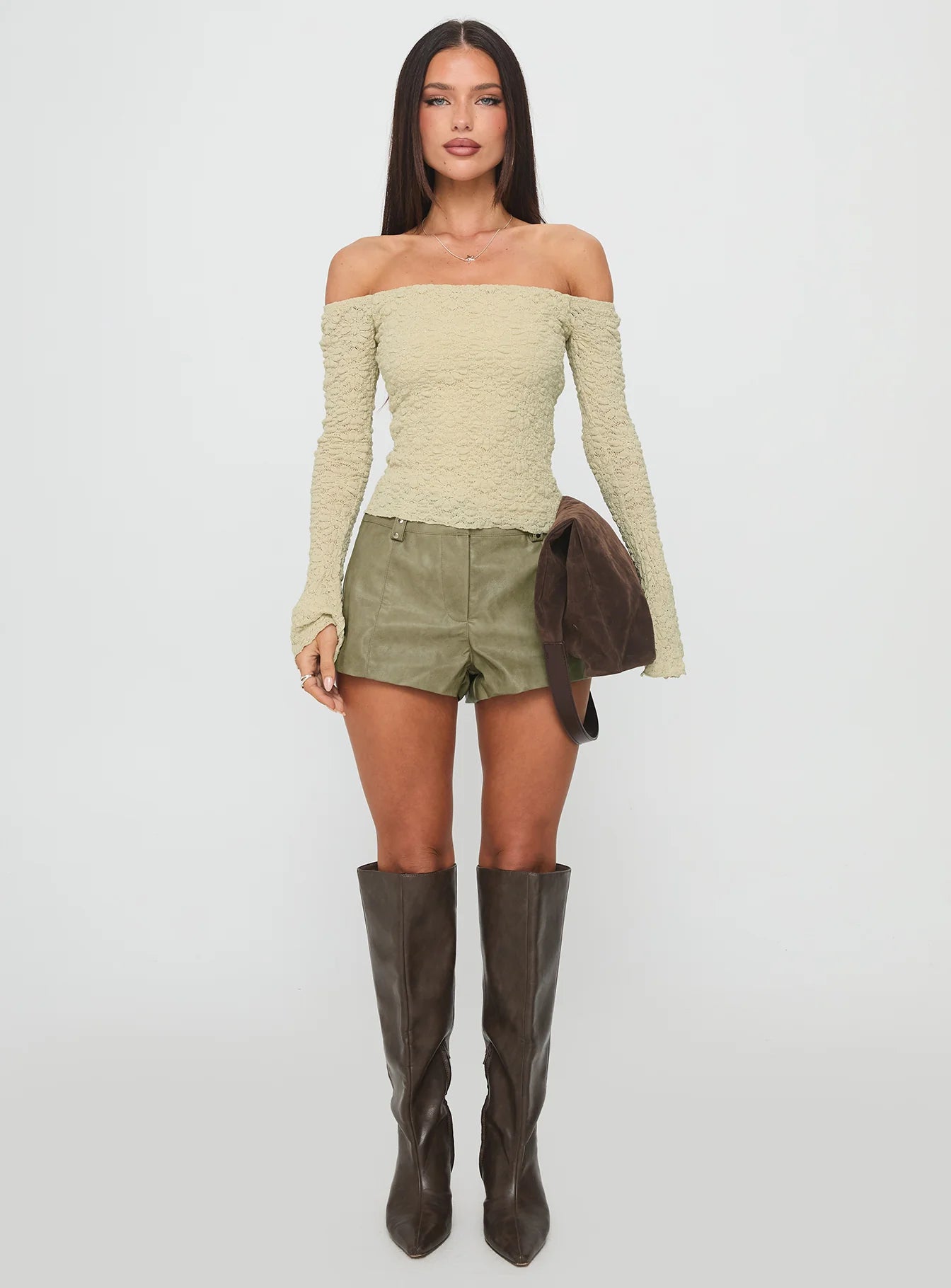 Kenickie Stud Micro Shorts Khaki