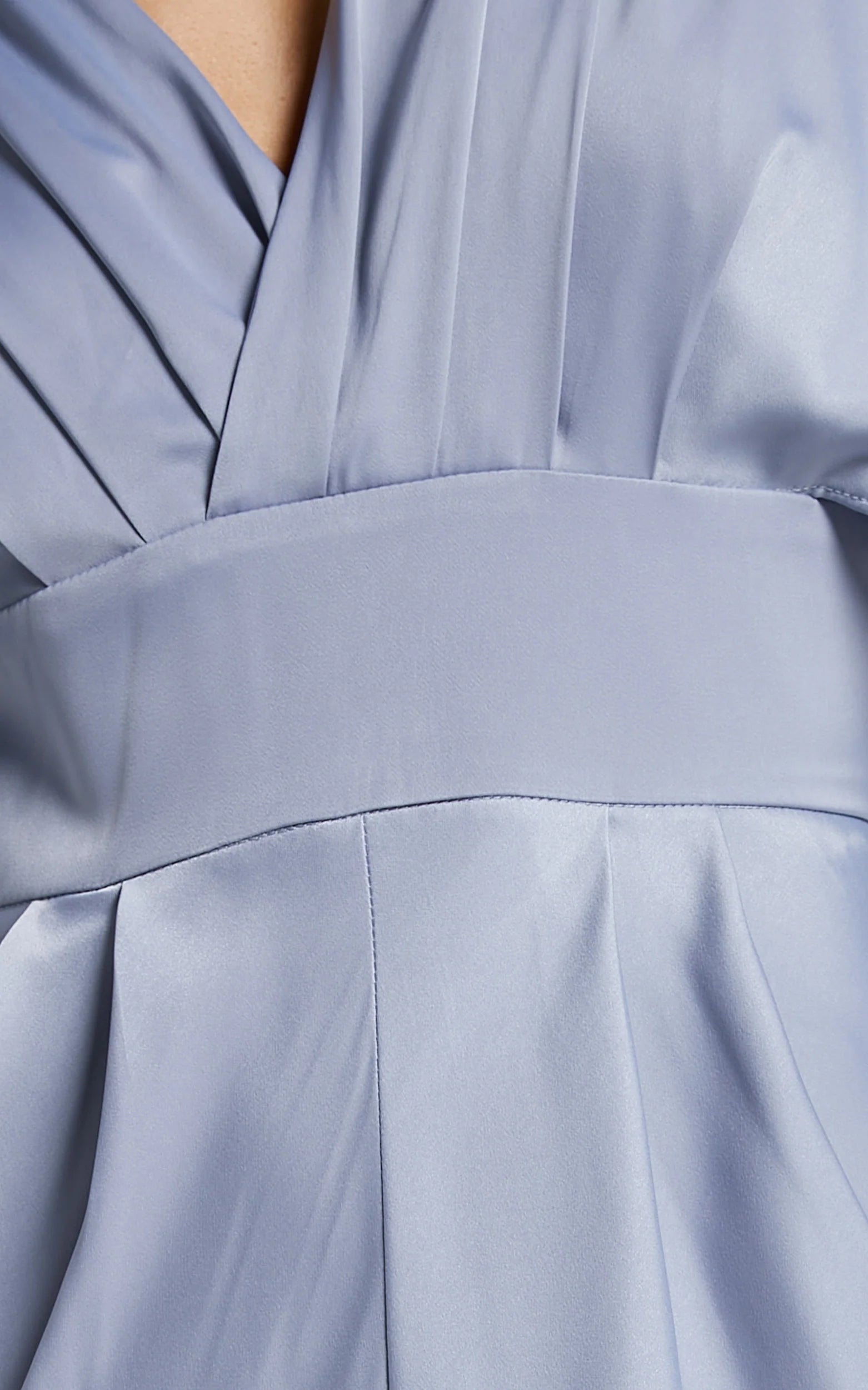Gemalyn Midi Dress - Angel Sleeve V Neck Split Dress in Sky Blue