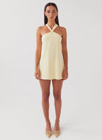 Keira Linen Mini Dress - Lemon