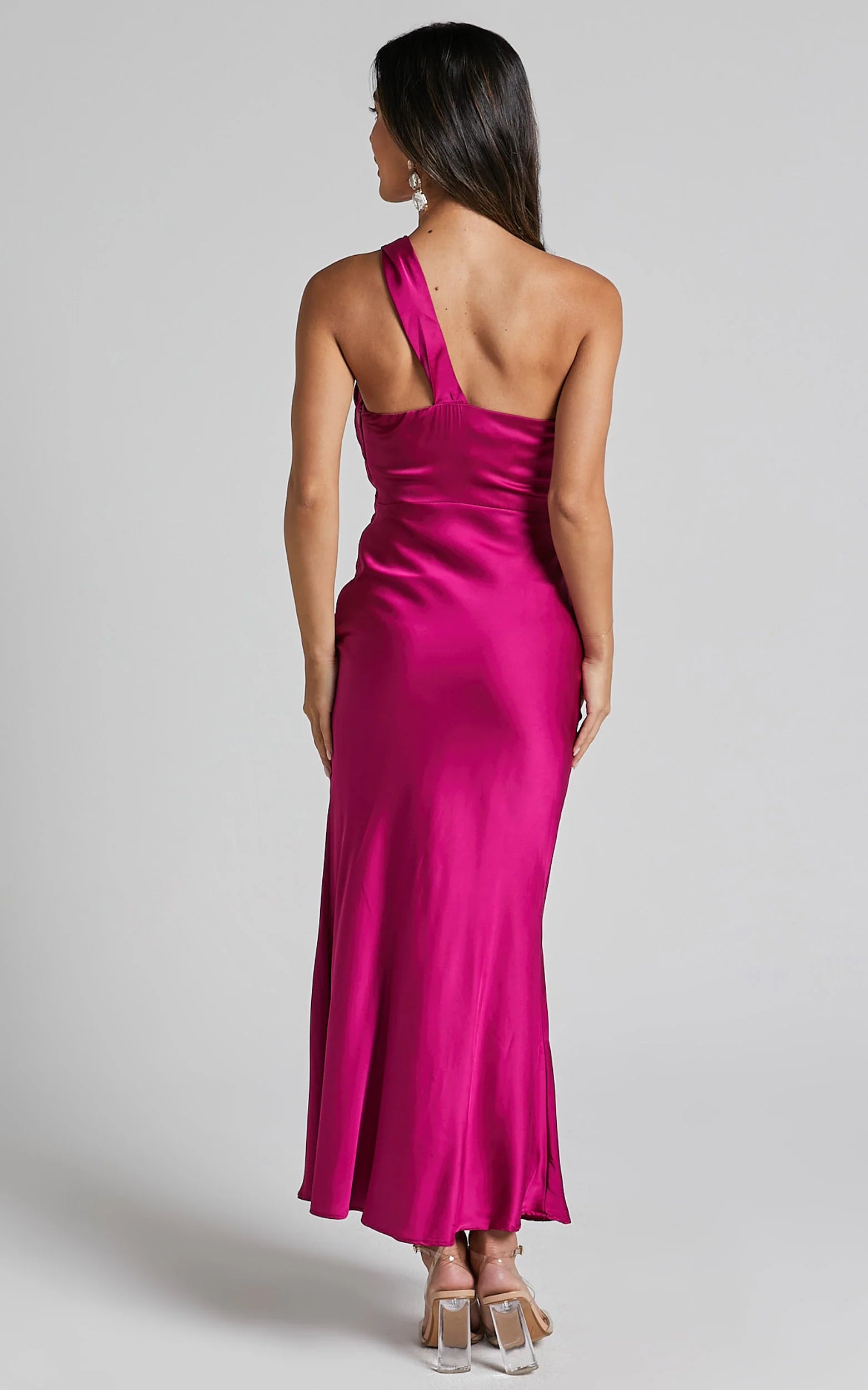 Carmella Midi Dress - One Shoulder Twist Detail Dress in Grape
