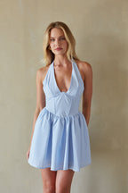 Yvonne Halter Corset Gingham Fit & Flare Mini Dress