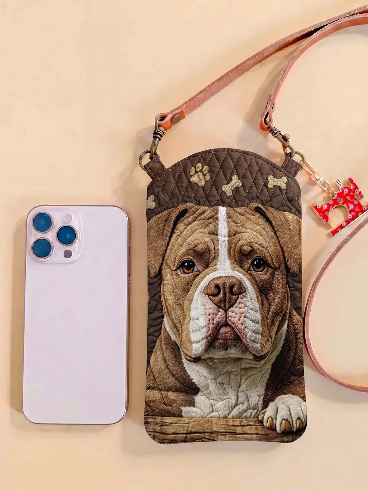 Bulldog Quilted Slim Phone Crossbody Bag