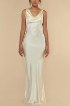 Slim Fit Solid Color Backless Lace-up Maxi Dress