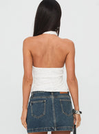 Hotter Than Fire Lace Halter Top White