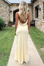 Mirella Plunge Halter Neck Maxi Dress - Yellow