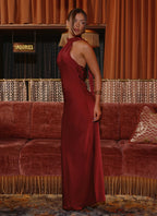 Keena Scarf Maxi Dress - Merlot