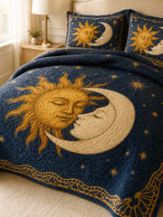 Celestial Sun Moon Mystic Garden Quilted 3-Piece Bedding Set