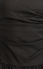 Louisa Maxi Dress - Strapless Side Ruched Dropped Waist Fit And Flare Dress in Black
