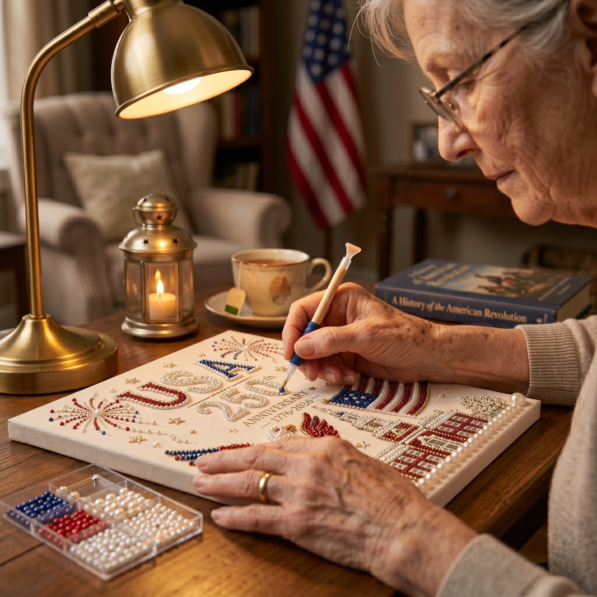 🔥LAST DAY 50% OFF - USA 250th Anniversary DIY Pearl Painting Kit ✨❤️‍🔥