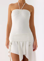 Khalida Jersey Halter Mini Dress - White