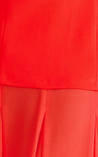 Frances Maxi Dress - Contrast U Neck Godet A Line Dress in Red