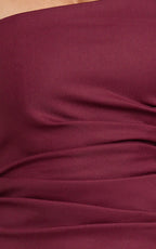 Jamie Maxi Dress - Strapless Ruched Fitted Column Dress in Wine
