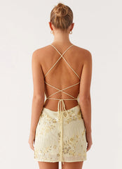 Vietta Sequin Cami Mini Dress - Yellow
